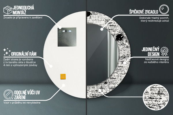 Bedrukte ronde spiegel Doodle-patroon