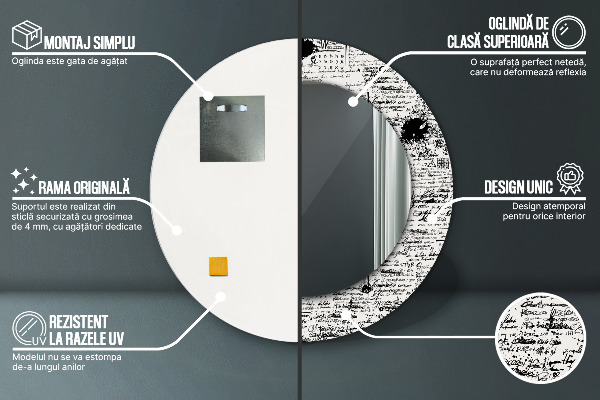 Bedrukte ronde spiegel Doodle-patroon
