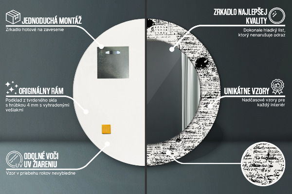 Bedrukte ronde spiegel Doodle-patroon