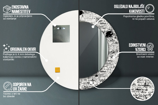 Bedrukte ronde spiegel Doodle-patroon