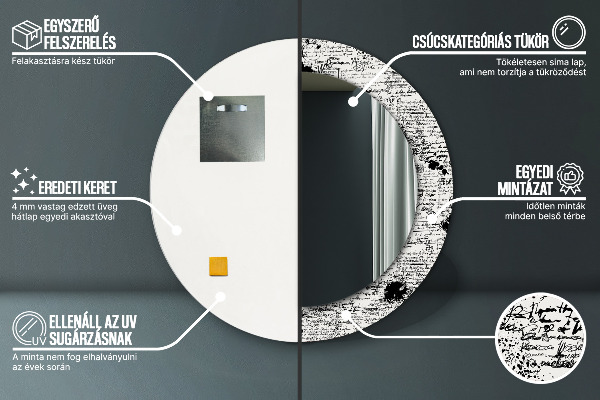 Bedrukte ronde spiegel Doodle-patroon