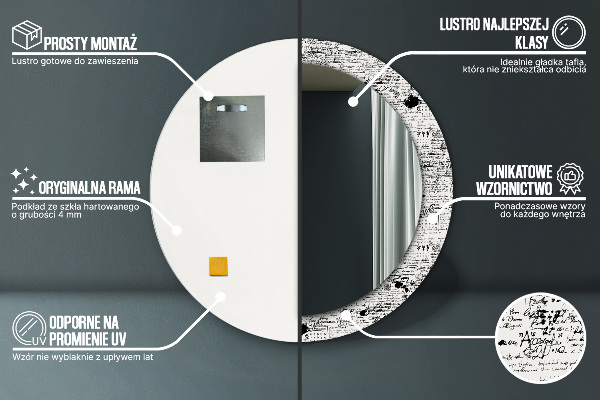 Bedrukte ronde spiegel Doodle-patroon