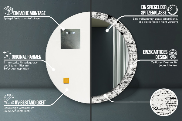 Bedrukte ronde spiegel Doodle-patroon
