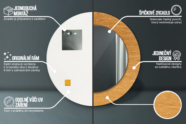 Ronde spiegel met decoratie Metalen oppervlak