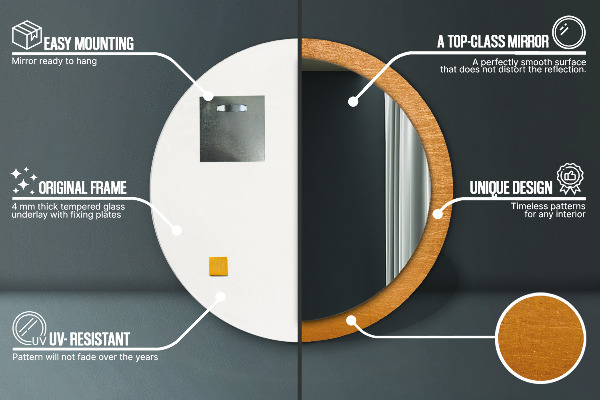 Ronde spiegel met decoratie Metalen oppervlak