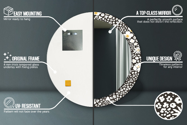 Bedrukte ronde spiegel Ivoren madeliefje