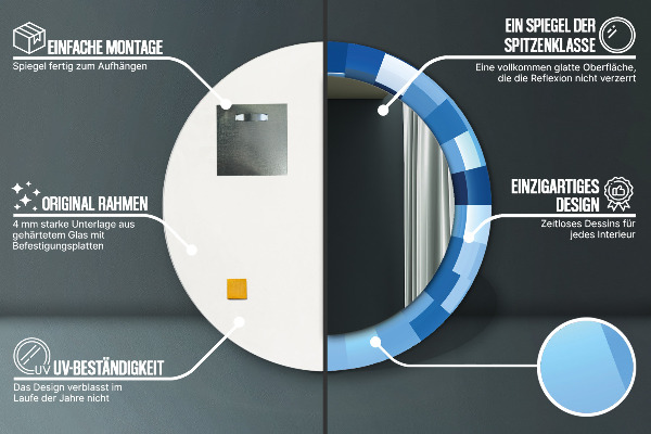 Bedrukte ronde spiegel Abstract blauw