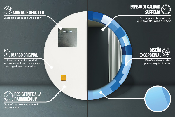 Bedrukte ronde spiegel Abstract blauw