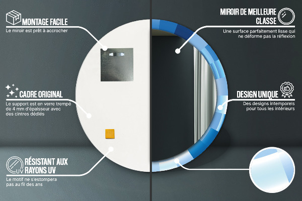 Bedrukte ronde spiegel Abstract blauw