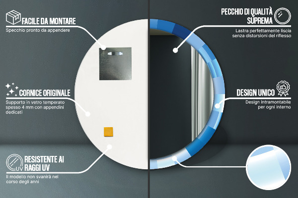 Bedrukte ronde spiegel Abstract blauw