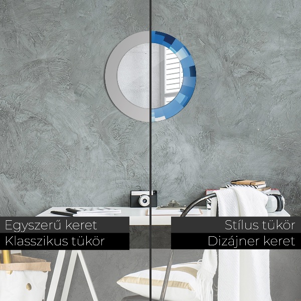 Bedrukte ronde spiegel Abstract blauw