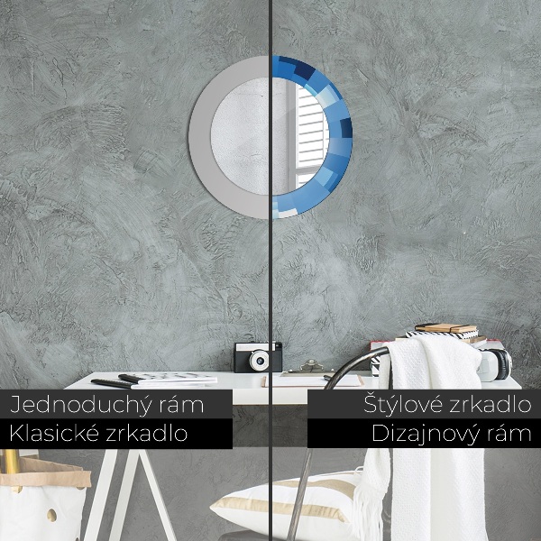 Bedrukte ronde spiegel Abstract blauw