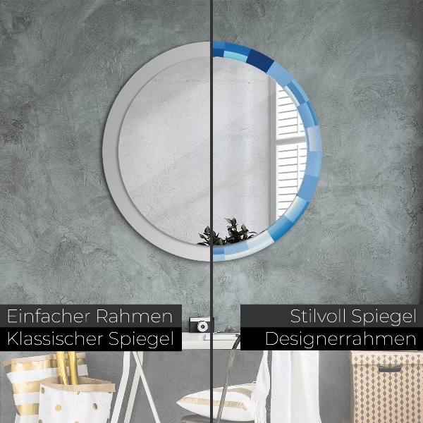 Bedrukte ronde spiegel Abstract blauw