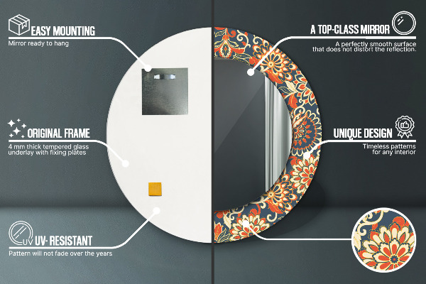 Ronde spiegel met decoratie Uitstekende bloemenillustratie