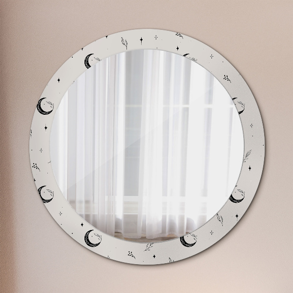 Ronde spiegel met decoratie Doodle bloemplanten