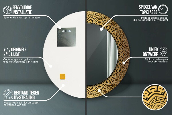 Bedrukte ronde spiegel Grieks ornament