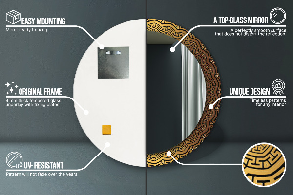 Bedrukte ronde spiegel Grieks ornament