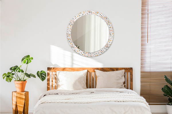 Ronde spiegel met decoratie Kleine zoete bloemen