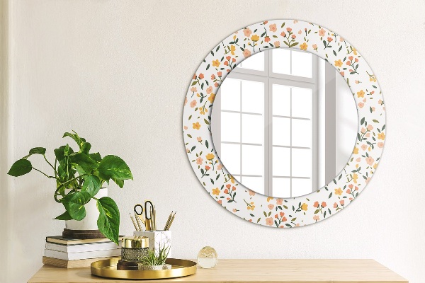 Ronde spiegel met decoratie Kleine zoete bloemen