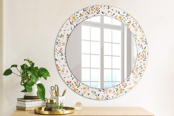Ronde spiegel met decoratie Kleine zoete bloemen