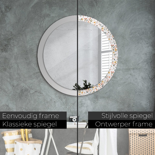 Ronde spiegel met decoratie Kleine zoete bloemen