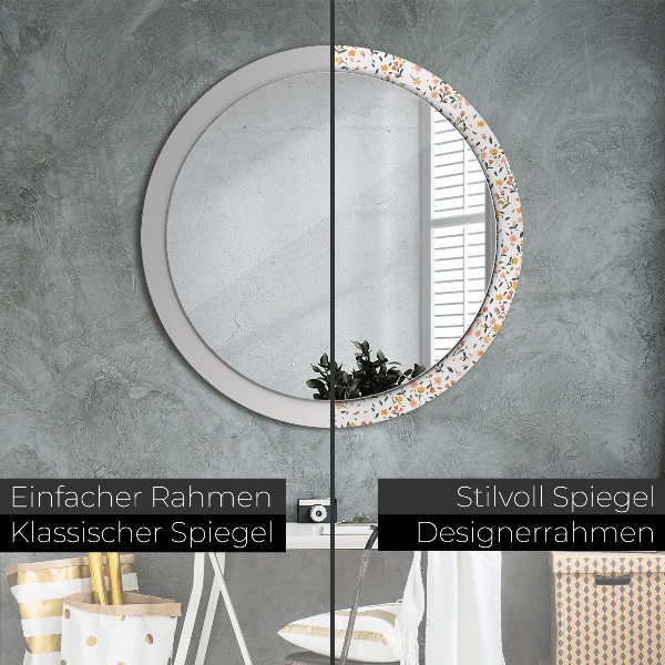 Ronde spiegel met decoratie Kleine zoete bloemen