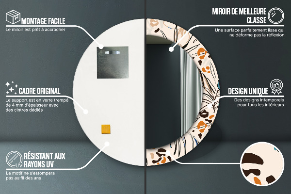 Bedrukte ronde spiegel Jungle patroon bloemen