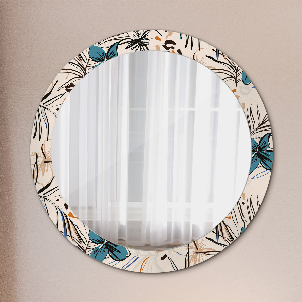 Bedrukte ronde spiegel Jungle patroon bloemen