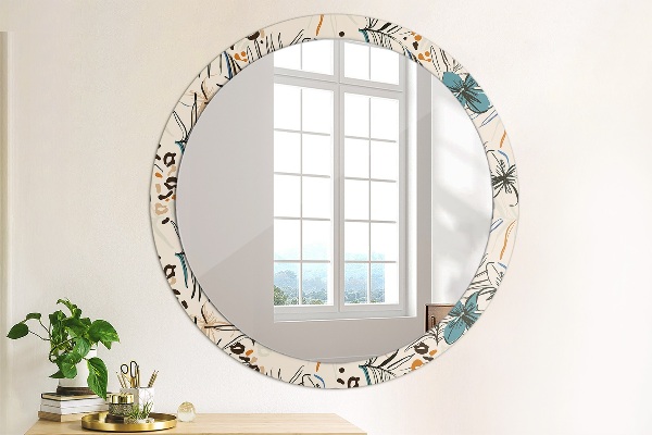 Bedrukte ronde spiegel Jungle patroon bloemen