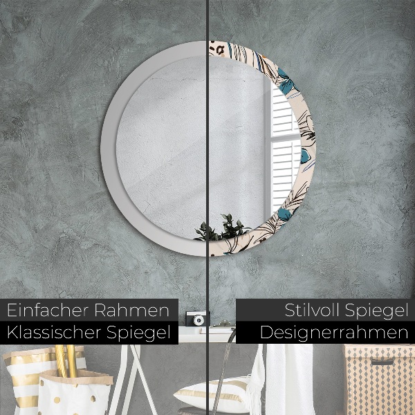 Bedrukte ronde spiegel Jungle patroon bloemen