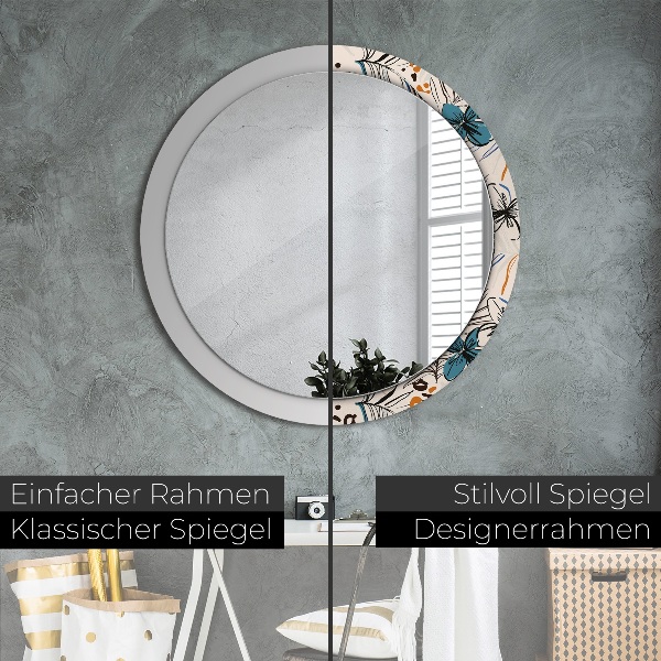 Bedrukte ronde spiegel Jungle patroon bloemen