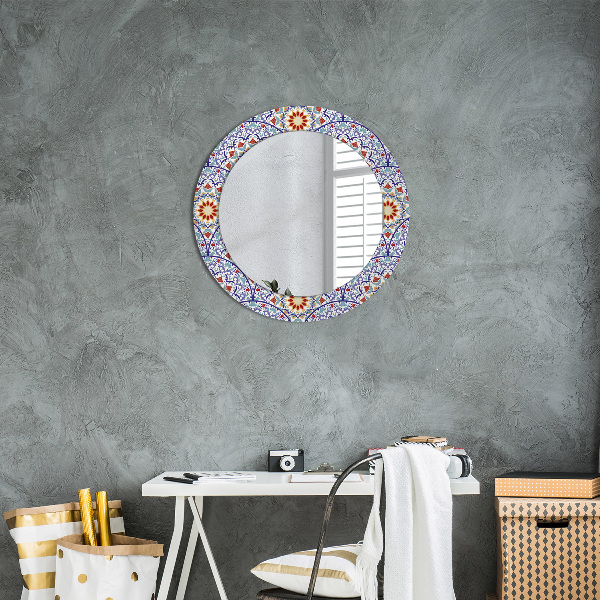 Ronde spiegel met decoratie Oosterse kleurrijke compositie