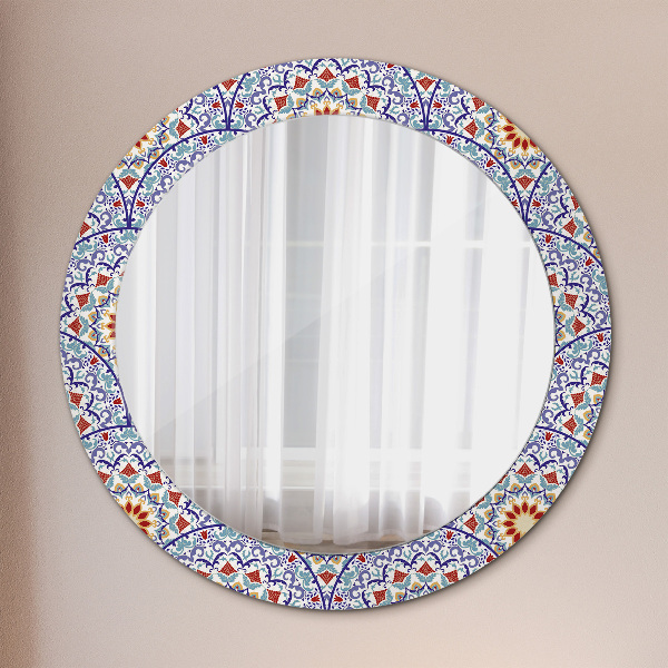 Ronde spiegel met decoratie Oosterse kleurrijke compositie