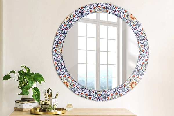 Ronde spiegel met decoratie Oosterse kleurrijke compositie
