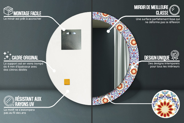 Ronde spiegel met decoratie Oosterse kleurrijke compositie
