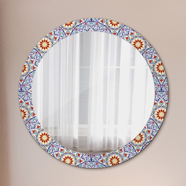 Ronde spiegel met decoratie Oosterse kleurrijke compositie