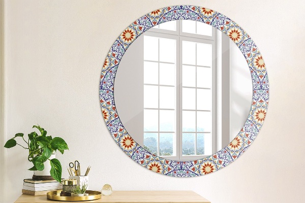 Ronde spiegel met decoratie Oosterse kleurrijke compositie