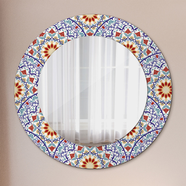 Ronde spiegel met decoratie Oosterse kleurrijke compositie