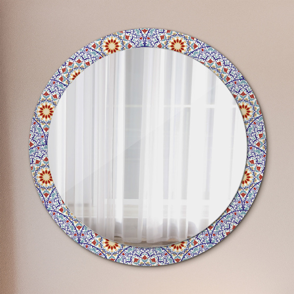 Ronde spiegel met decoratie Oosterse kleurrijke compositie