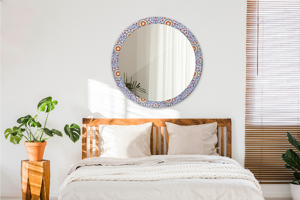 Ronde spiegel met decoratie Oosterse kleurrijke compositie