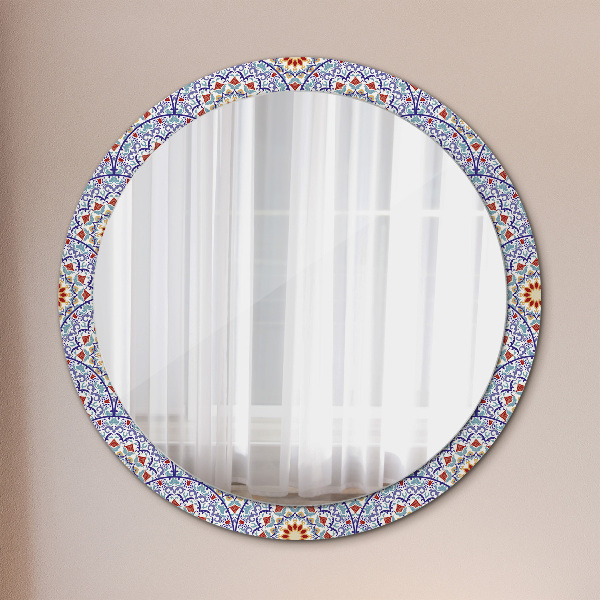 Ronde spiegel met decoratie Oosterse kleurrijke compositie