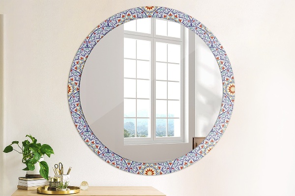 Ronde spiegel met decoratie Oosterse kleurrijke compositie