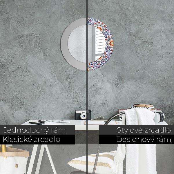 Ronde spiegel met decoratie Oosterse kleurrijke compositie