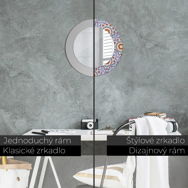 Ronde spiegel met decoratie Oosterse kleurrijke compositie