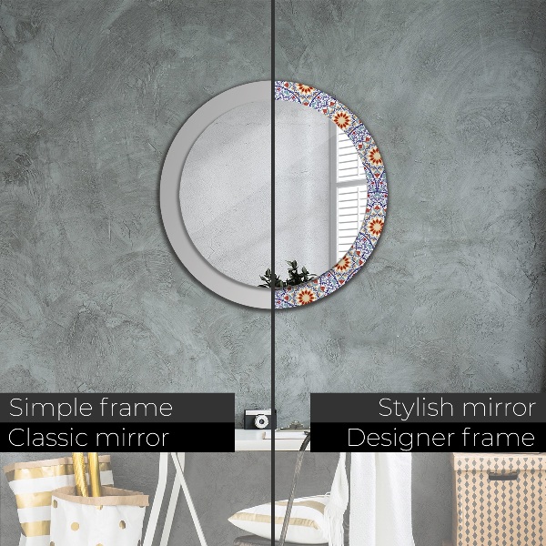 Ronde spiegel met decoratie Oosterse kleurrijke compositie