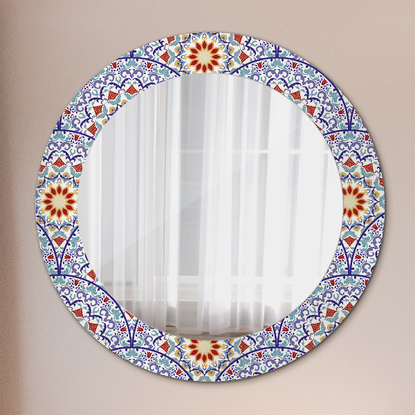 Ronde spiegel met decoratie Oosterse kleurrijke compositie