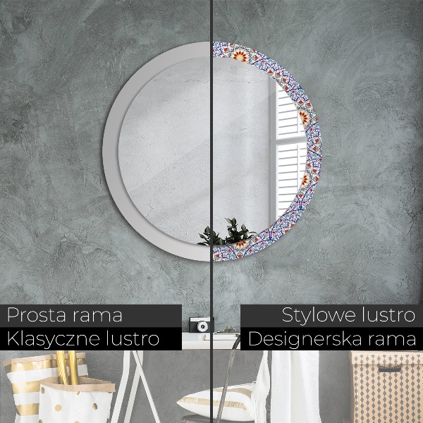 Ronde spiegel met decoratie Oosterse kleurrijke compositie