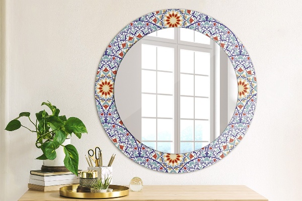 Ronde spiegel met decoratie Oosterse kleurrijke compositie
