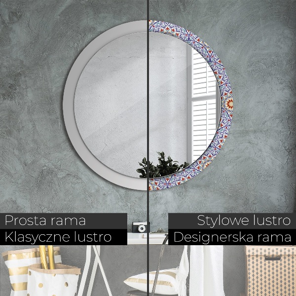 Ronde spiegel met decoratie Oosterse kleurrijke compositie