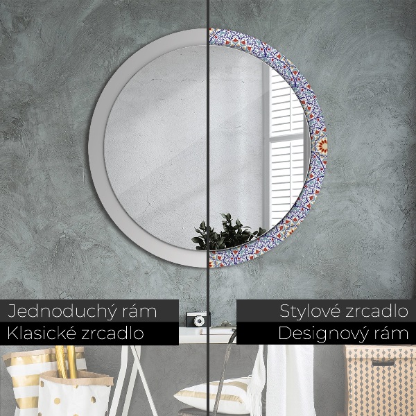 Ronde spiegel met decoratie Oosterse kleurrijke compositie